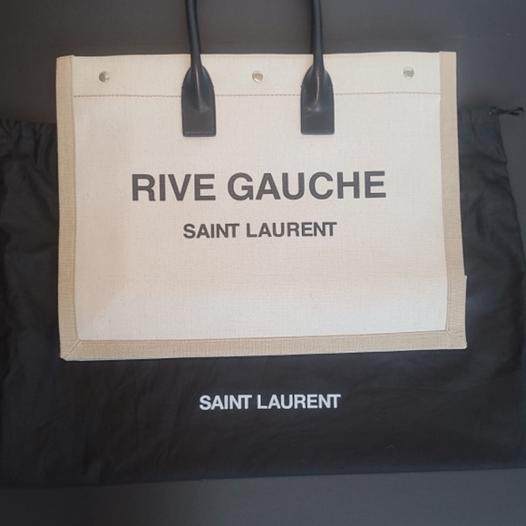 USED ONLY TWICE - RIVE GAUCHE 'LARGE' TOTE BAG IN PRINTED CANVAS AND LEATHER - Picture 17 of 17